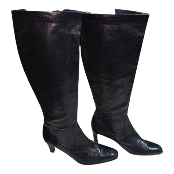 Cole Haan Elegant Black LEATHER‎ TALL Women's Boots size 8.5 - Picture 1 of 14